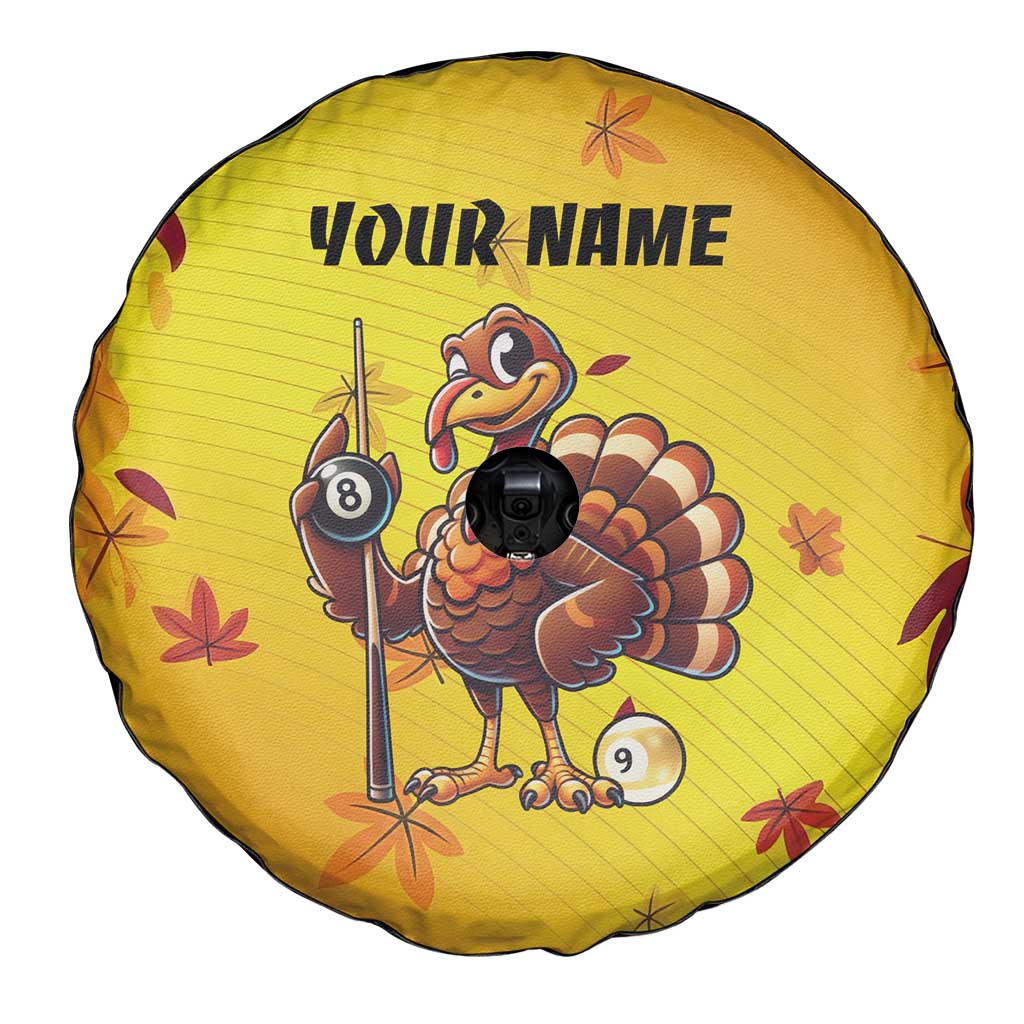 Personalized Funny Turkey Billiards Spare Tire Cover with Pool Cue and Balls Thanksgiving Design - Wonder Print Shop
