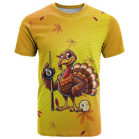 Personalized Funny Turkey Billiards T Shirt with Pool Cue and Balls Thanksgiving Design - Wonder Print Shop