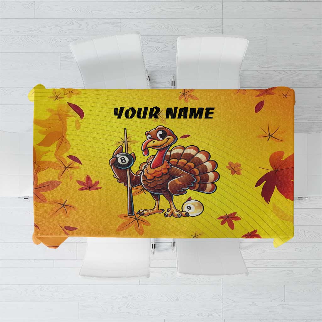 Personalized Funny Turkey Billiards Tablecloth with Pool Cue and Balls Thanksgiving Design - Wonder Print Shop