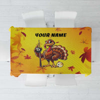 Personalized Funny Turkey Billiards Tablecloth with Pool Cue and Balls Thanksgiving Design - Wonder Print Shop