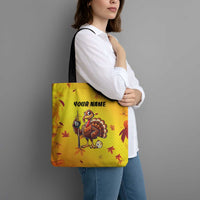 Personalized Funny Turkey Billiards Tote Bag with Pool Cue and Balls Thanksgiving Design - Wonder Print Shop