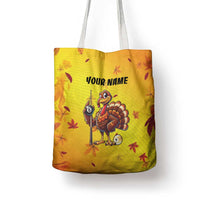 Personalized Funny Turkey Billiards Tote Bag with Pool Cue and Balls Thanksgiving Design - Wonder Print Shop