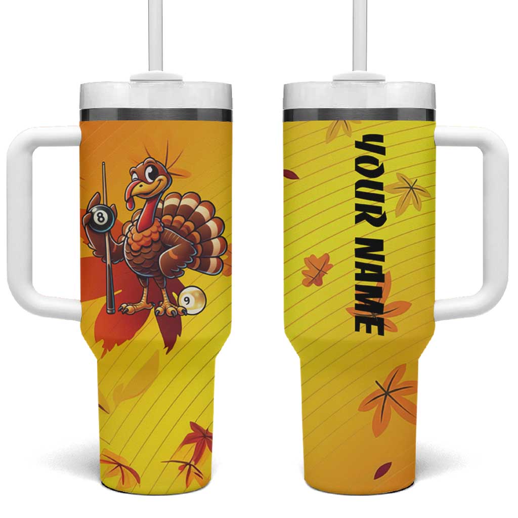 Personalized Funny Turkey Billiards Tumbler With Handle with Pool Cue and Balls Thanksgiving Design - Wonder Print Shop