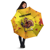 Personalized Funny Turkey Billiards Umbrella with Pool Cue and Balls Thanksgiving Design - Wonder Print Shop