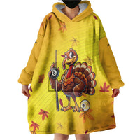 Personalized Funny Turkey Billiards Wearable Blanket Hoodie with Pool Cue and Balls Thanksgiving Design - Wonder Print Shop