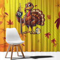 Personalized Funny Turkey Billiards Window Curtain with Pool Cue and Balls Thanksgiving Design - Wonder Print Shop