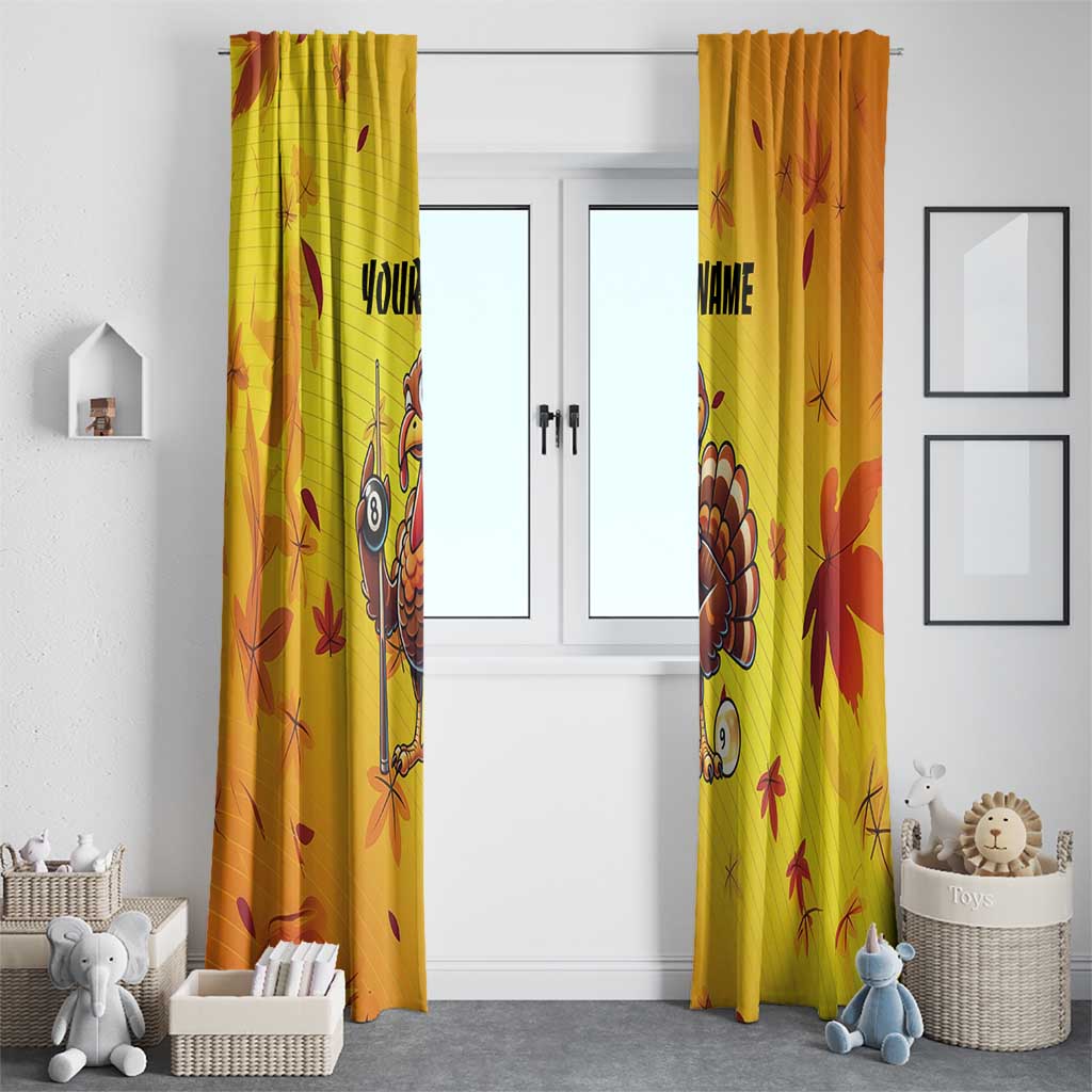 Personalized Funny Turkey Billiards Window Curtain with Pool Cue and Balls Thanksgiving Design - Wonder Print Shop