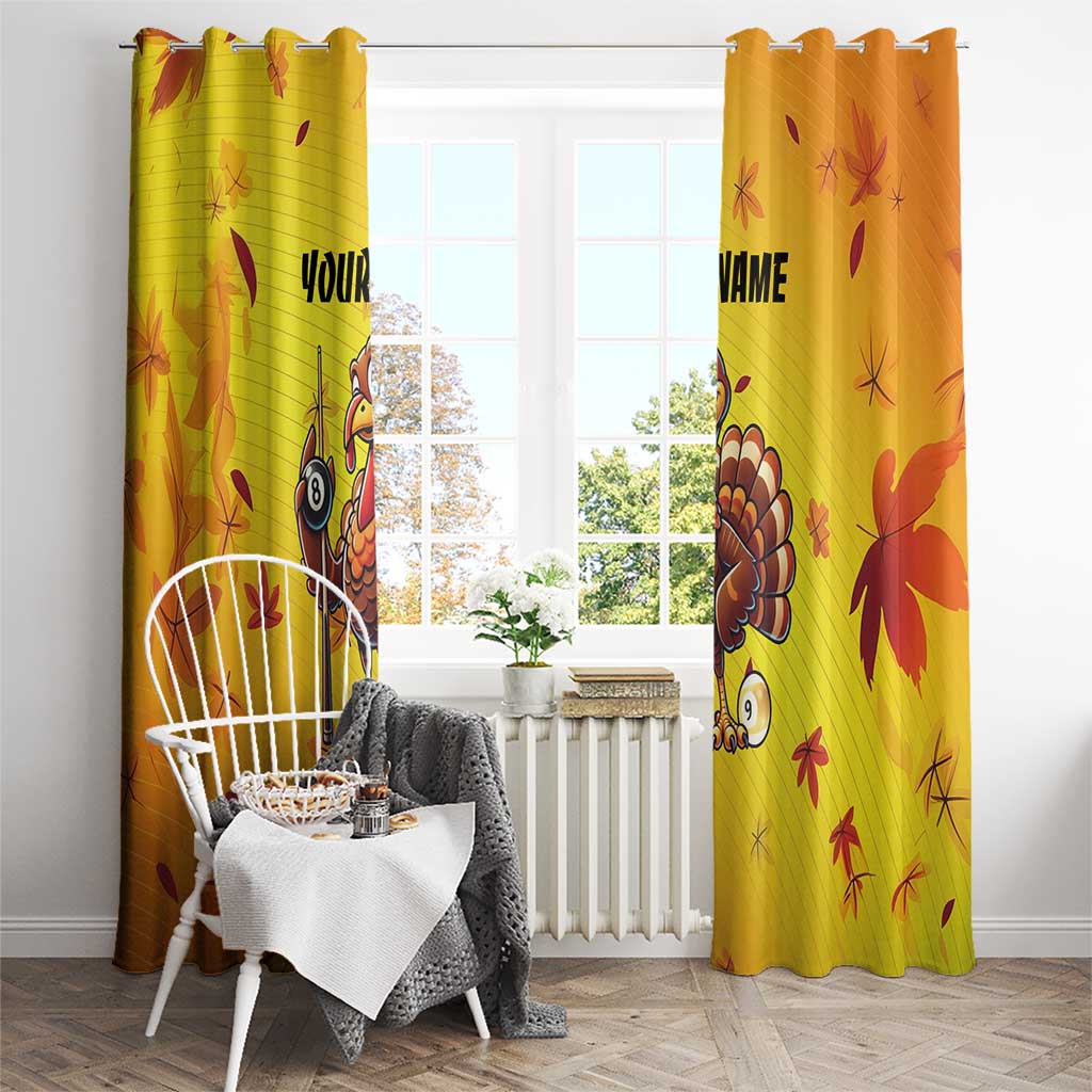 Personalized Funny Turkey Billiards Window Curtain with Pool Cue and Balls Thanksgiving Design - Wonder Print Shop