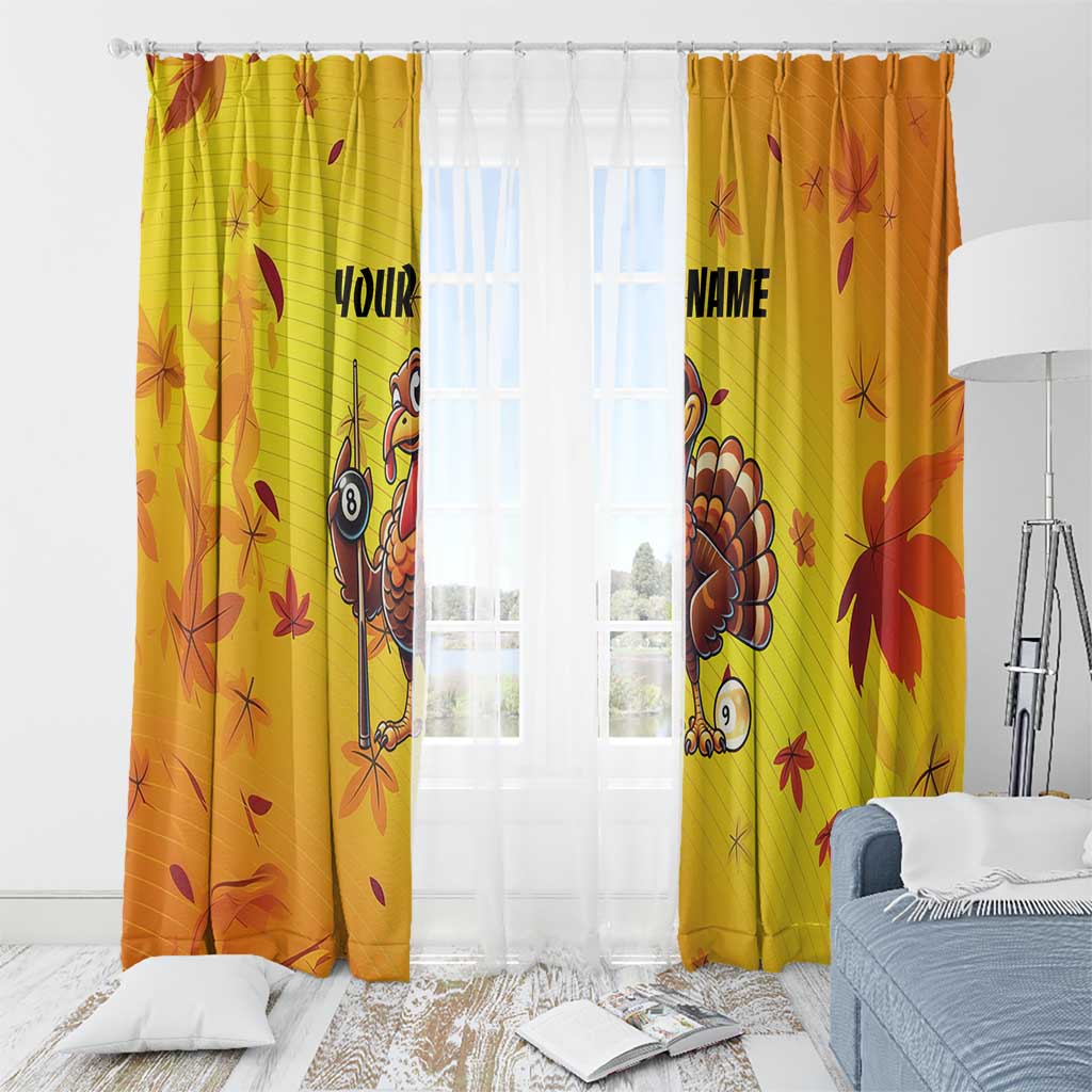 Personalized Funny Turkey Billiards Window Curtain with Pool Cue and Balls Thanksgiving Design - Wonder Print Shop