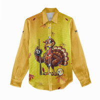 Personalized Funny Turkey Billiards Women Casual Shirt with Pool Cue and Balls Thanksgiving Design - Wonder Print Shop