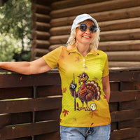 Personalized Funny Turkey Billiards Women Polo Shirt with Pool Cue and Balls Thanksgiving Design - Wonder Print Shop