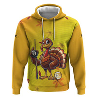 Personalized Funny Turkey Billiards Zip Hoodie with Pool Cue and Balls Thanksgiving Design - Wonder Print Shop