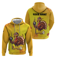 Personalized Funny Turkey Billiards Zip Hoodie with Pool Cue and Balls Thanksgiving Design - Wonder Print Shop