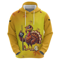 Personalized Funny Turkey Billiards Zip Hoodie with Pool Cue and Balls Thanksgiving Design - Wonder Print Shop