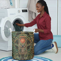 Khepri Laundry Basket Ancient Egyptian Chevron, Scarab Ankh and Winged Khepri Guardian Motif - Wonder Print Shop