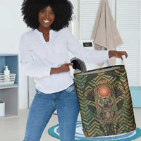 Khepri Laundry Basket Ancient Egyptian Chevron, Scarab Ankh and Winged Khepri Guardian Motif - Wonder Print Shop
