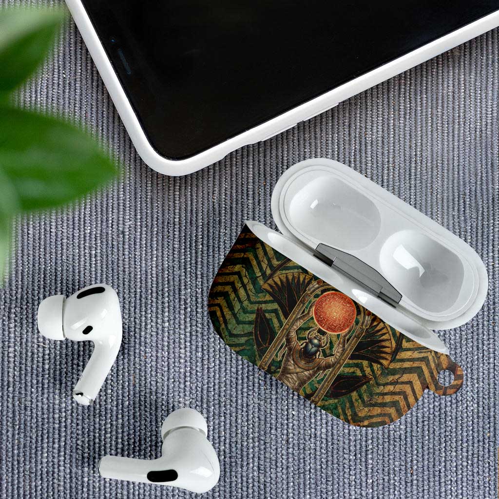 Khepri AirPods Case Ancient Egyptian Chevron, Scarab Ankh and Winged Khepri Guardian Motif - Wonder Print Shop