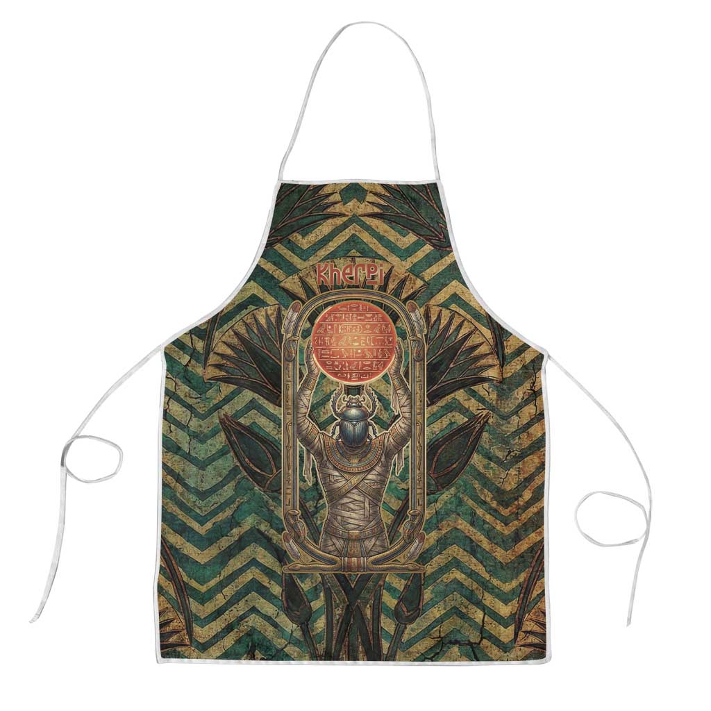 Khepri Apron Ancient Egyptian Chevron, Scarab Ankh and Winged Khepri Guardian Motif - Wonder Print Shop