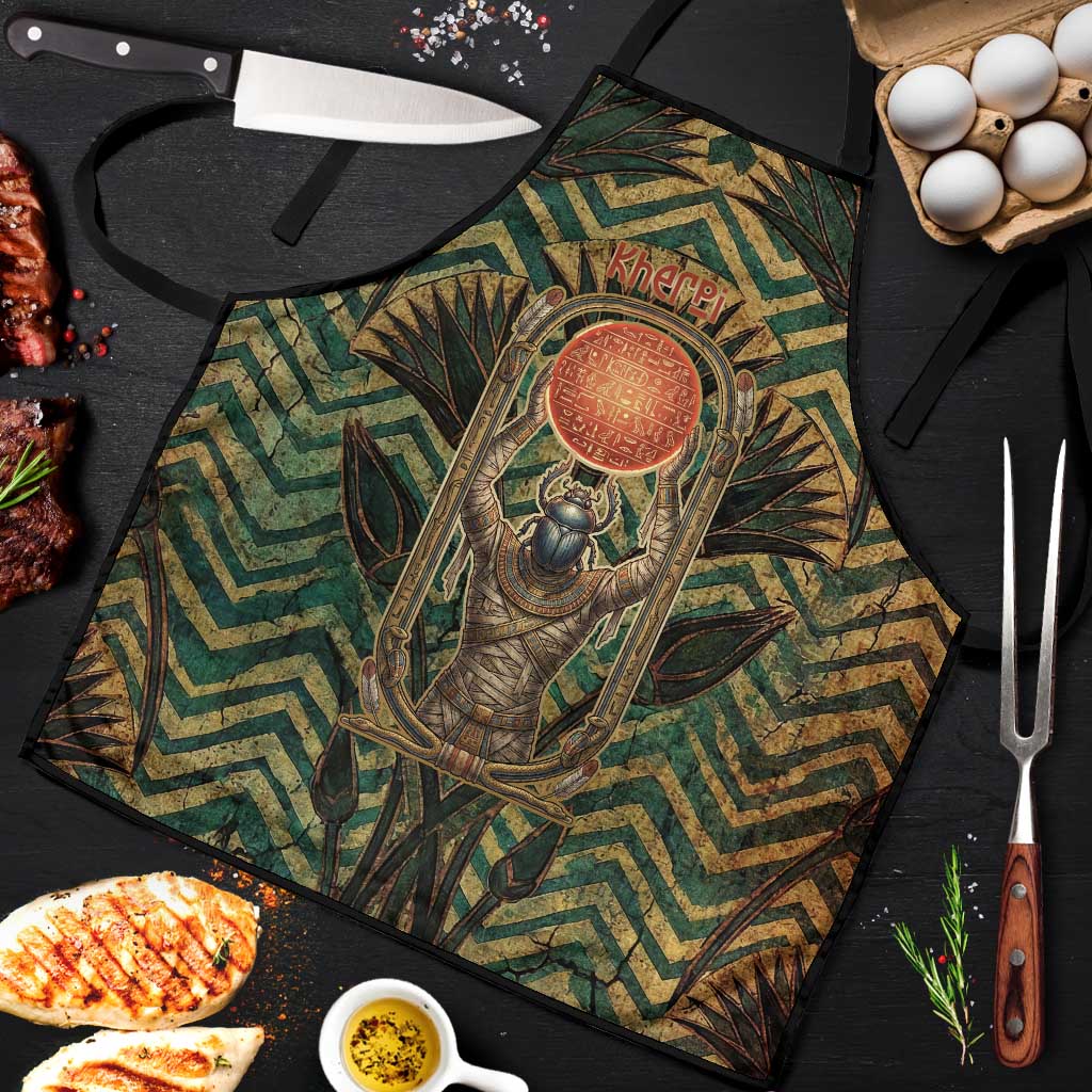 Khepri Apron Ancient Egyptian Chevron, Scarab Ankh and Winged Khepri Guardian Motif - Wonder Print Shop