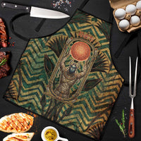 Khepri Apron Ancient Egyptian Chevron, Scarab Ankh and Winged Khepri Guardian Motif - Wonder Print Shop