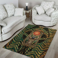 Khepri Area Rug Ancient Egyptian Chevron, Scarab Ankh and Winged Khepri Guardian Motif - Wonder Print Shop