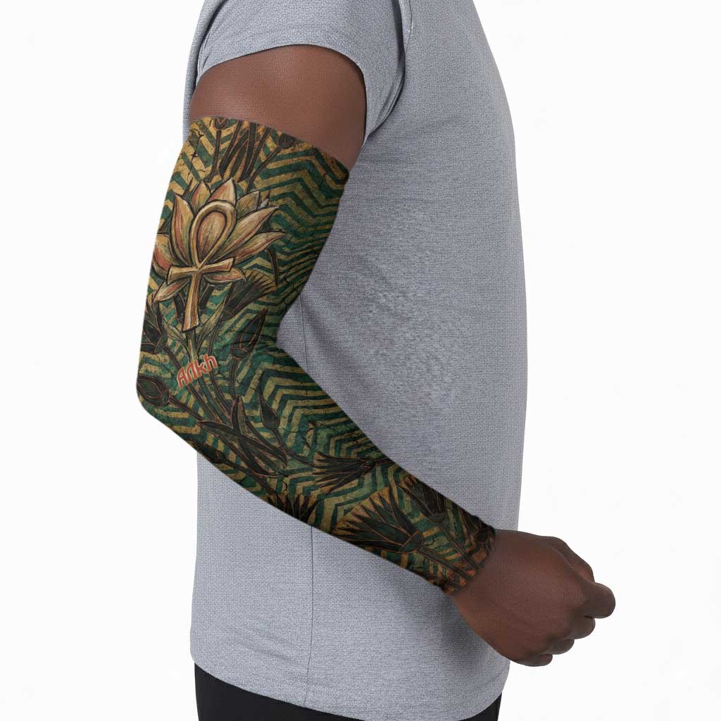 Khepri Arm Sleeves Ancient Egyptian Chevron, Scarab Ankh and Winged Khepri Guardian Motif - Wonder Print Shop