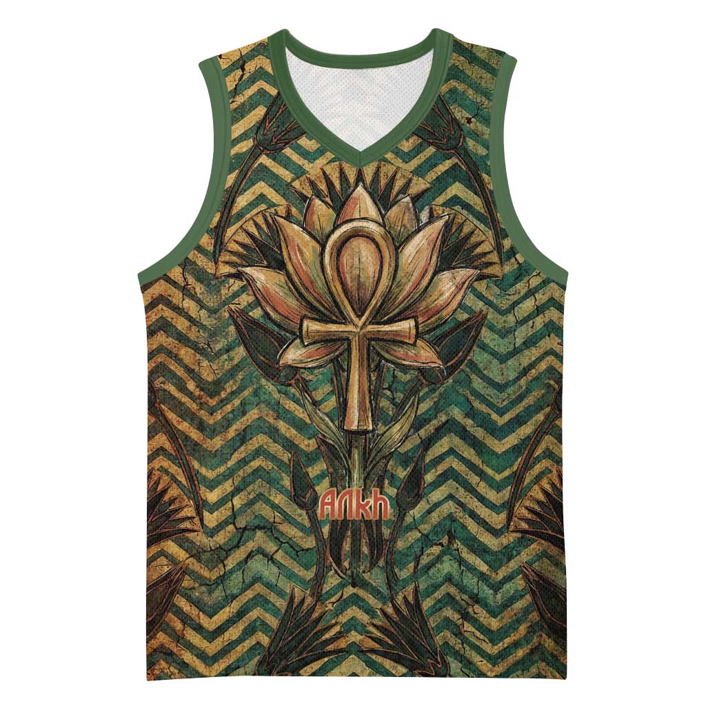 Khepri Basketball Jersey Ancient Egyptian Chevron, Scarab Ankh and Winged Khepri Guardian Motif - Wonder Print Shop