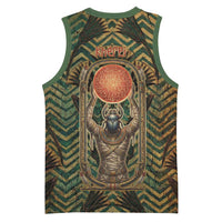 Khepri Basketball Jersey Ancient Egyptian Chevron, Scarab Ankh and Winged Khepri Guardian Motif - Wonder Print Shop