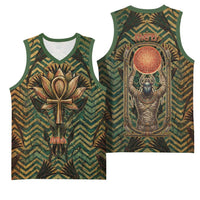 Khepri Basketball Jersey Ancient Egyptian Chevron, Scarab Ankh and Winged Khepri Guardian Motif - Wonder Print Shop