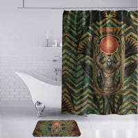 Khepri Bathroom Set Ancient Egyptian Chevron, Scarab Ankh and Winged Khepri Guardian Motif - Wonder Print Shop