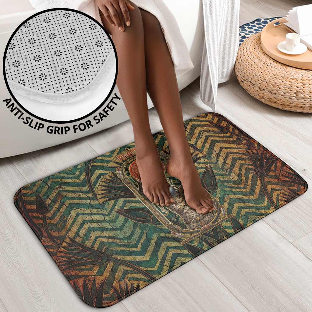 Khepri Bathroom Set Ancient Egyptian Chevron, Scarab Ankh and Winged Khepri Guardian Motif - Wonder Print Shop