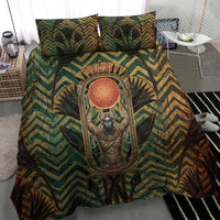 Khepri Bedding Set Ancient Egyptian Chevron, Scarab Ankh and Winged Khepri Guardian Motif - Wonder Print Shop