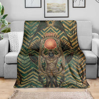 Khepri Blanket Ancient Egyptian Chevron, Scarab Ankh and Winged Khepri Guardian Motif - Wonder Print Shop