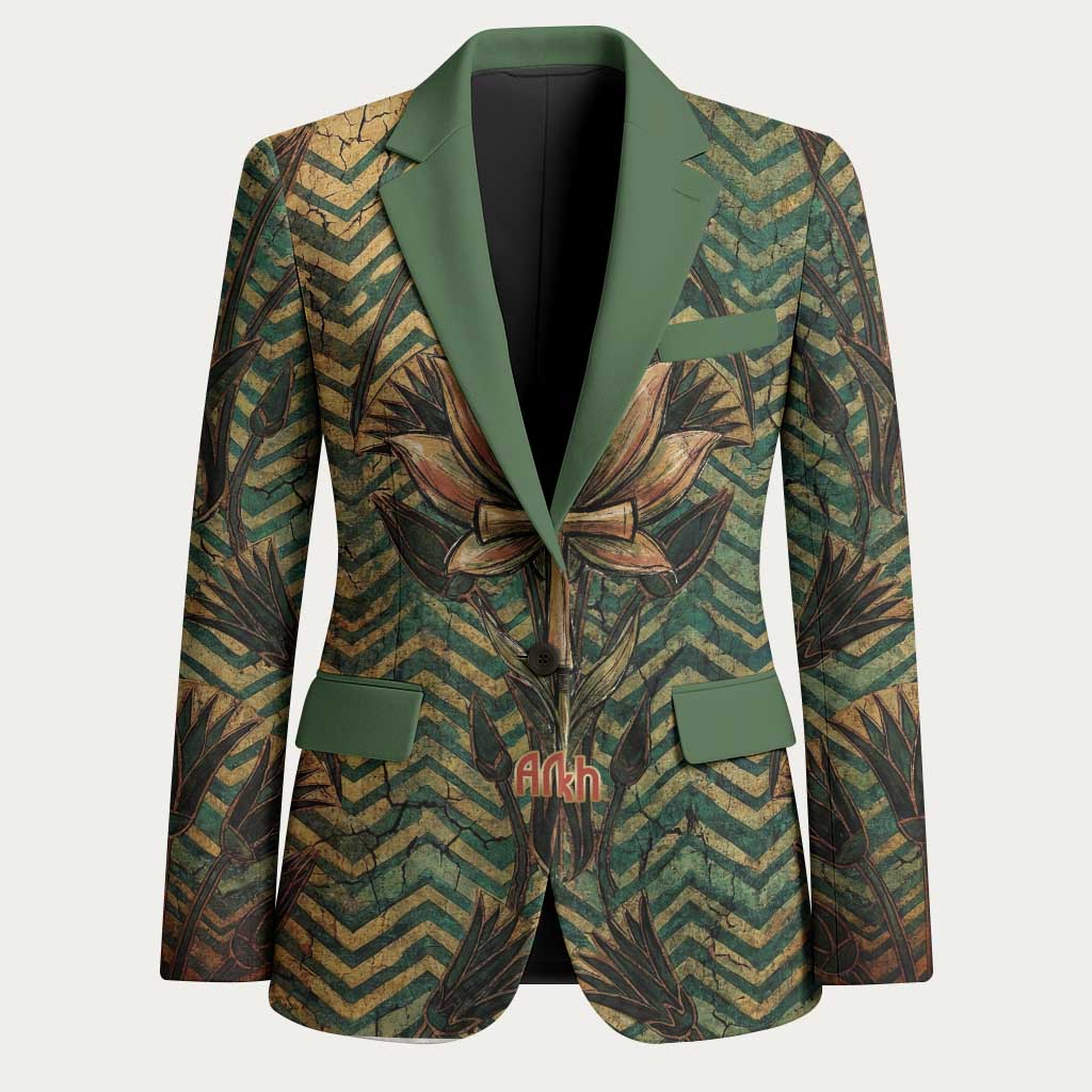 Khepri Blazer Ancient Egyptian Chevron, Scarab Ankh and Winged Khepri Guardian Motif - Wonder Print Shop