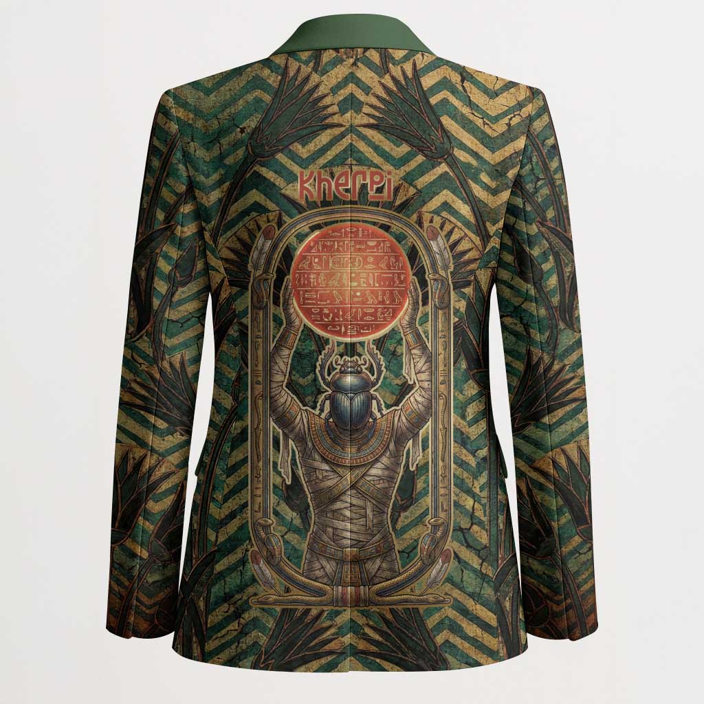 Khepri Blazer Ancient Egyptian Chevron, Scarab Ankh and Winged Khepri Guardian Motif - Wonder Print Shop