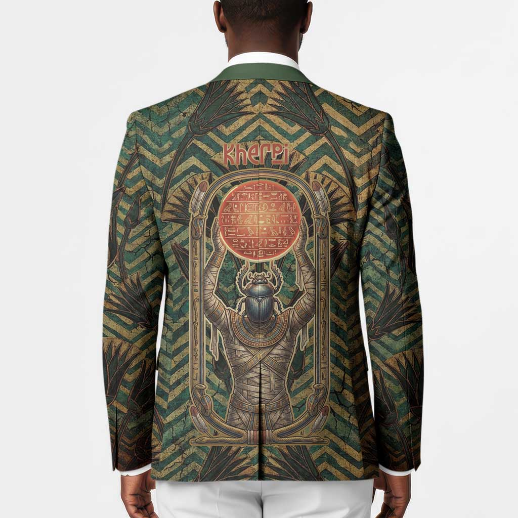 Khepri Blazer Ancient Egyptian Chevron, Scarab Ankh and Winged Khepri Guardian Motif - Wonder Print Shop