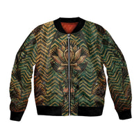 Khepri Bomber Jacket Ancient Egyptian Chevron, Scarab Ankh and Winged Khepri Guardian Motif - Wonder Print Shop