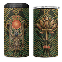 Khepri 4 in 1 Can Cooler Tumbler Ancient Egyptian Chevron, Scarab Ankh and Winged Khepri Guardian Motif - Wonder Print Shop