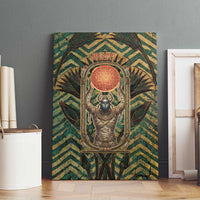 Khepri Canvas Wall Art Ancient Egyptian Chevron, Scarab Ankh and Winged Khepri Guardian Motif - Wonder Print Shop