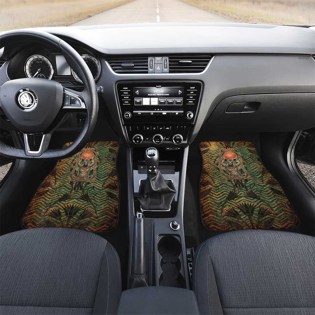Khepri Car Mats Ancient Egyptian Chevron, Scarab Ankh and Winged Khepri Guardian Motif - Wonder Print Shop