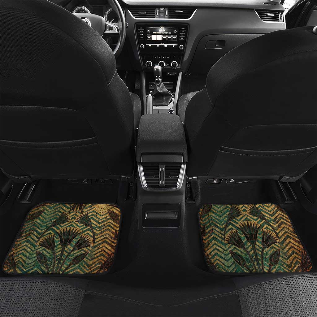 Khepri Car Mats Ancient Egyptian Chevron, Scarab Ankh and Winged Khepri Guardian Motif - Wonder Print Shop