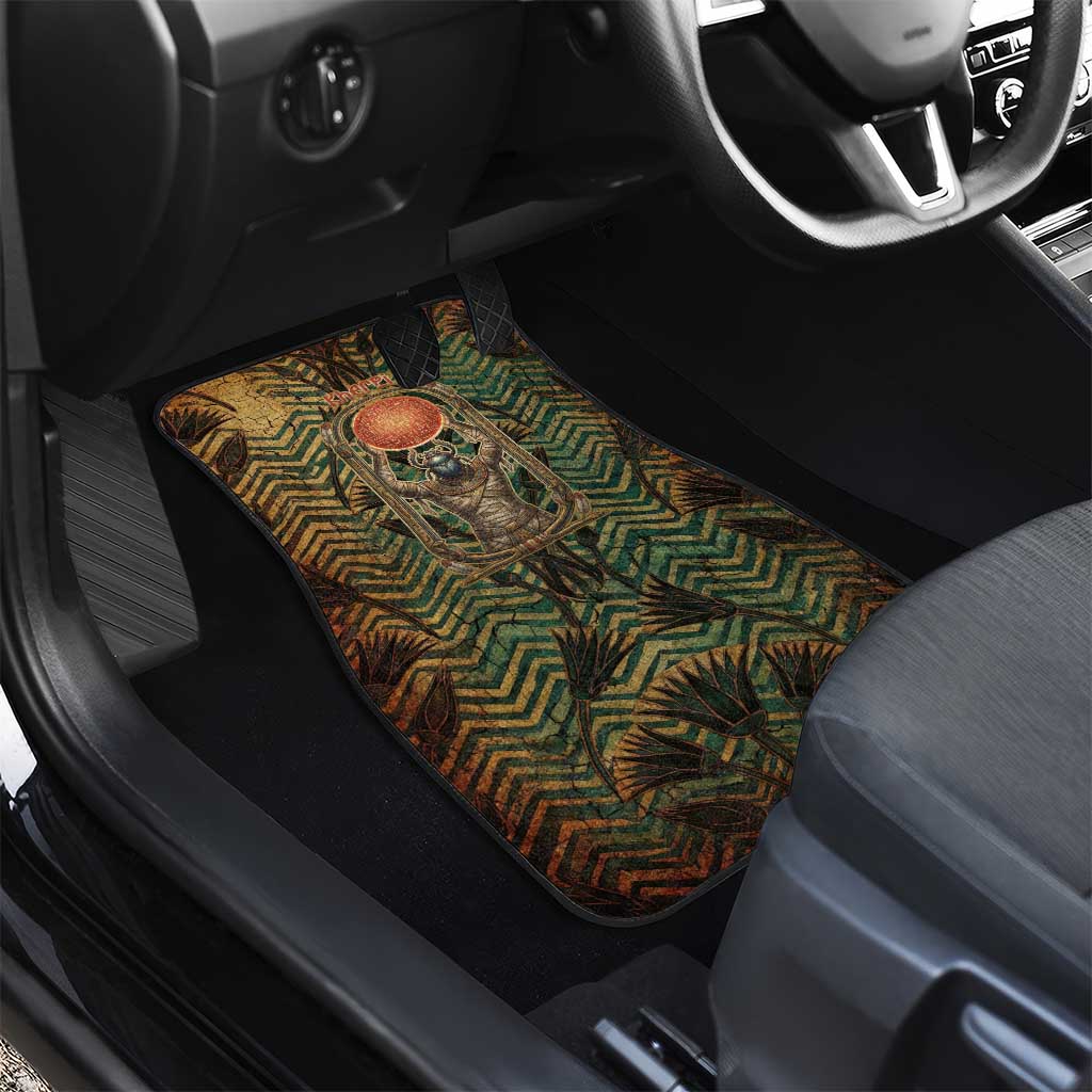 Khepri Car Mats Ancient Egyptian Chevron, Scarab Ankh and Winged Khepri Guardian Motif - Wonder Print Shop