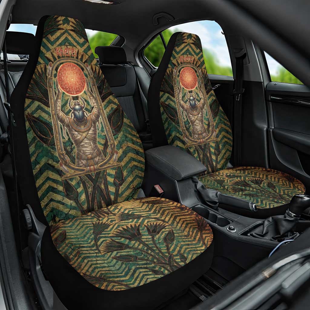 Khepri Car Seat Cover Ancient Egyptian Chevron, Scarab Ankh and Winged Khepri Guardian Motif - Wonder Print Shop