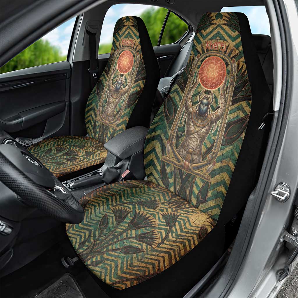 Khepri Car Seat Cover Ancient Egyptian Chevron, Scarab Ankh and Winged Khepri Guardian Motif - Wonder Print Shop