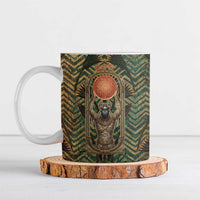 Khepri Ceramic Mug Ancient Egyptian Chevron, Scarab Ankh and Winged Khepri Guardian Motif - Wonder Print Shop