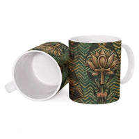 Khepri Ceramic Mug Ancient Egyptian Chevron, Scarab Ankh and Winged Khepri Guardian Motif - Wonder Print Shop