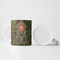 Khepri Ceramic Mug Ancient Egyptian Chevron, Scarab Ankh and Winged Khepri Guardian Motif - Wonder Print Shop