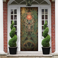 Khepri Door Cover Ancient Egyptian Chevron, Scarab Ankh and Winged Khepri Guardian Motif - Wonder Print Shop