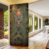 Khepri Door Cover Ancient Egyptian Chevron, Scarab Ankh and Winged Khepri Guardian Motif - Wonder Print Shop