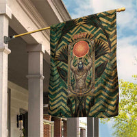 Khepri Garden Flag Ancient Egyptian Chevron, Scarab Ankh and Winged Khepri Guardian Motif - Wonder Print Shop